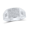10k White Gold Mens Round Prong-set Diamond Square Cluster Ring 1/4 Cttw
