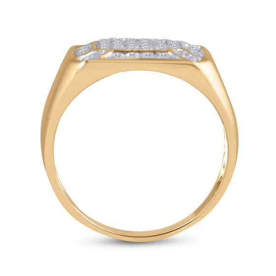 10k Yellow Gold Mens Round Diamond Square Cluster Ring 1/3 Cttw