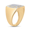 10k Yellow Gold Mens Round Diamond Square Cluster Ring 1/3 Cttw