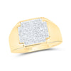 10k Yellow Gold Mens Round Diamond Square Cluster Ring 1/4 Cttw