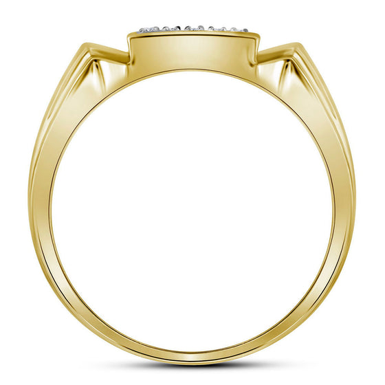 10k Yellow Gold Mens Round Diamond Square Cluster Ring 1/4 Cttw