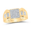 10k Yellow Gold Mens Round Diamond Square Cluster Ring 1/4 Cttw