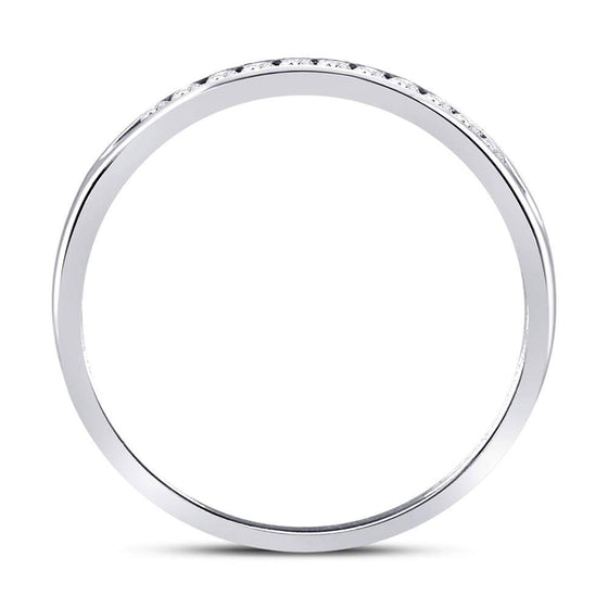14k White Gold Womens Round Channel-set Diamond Single Row Wedding Band 1/10 Cttw