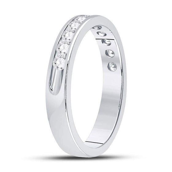 14k White Gold Womens Round Diamond Wedding Machine Set Band 1/2 Cttw