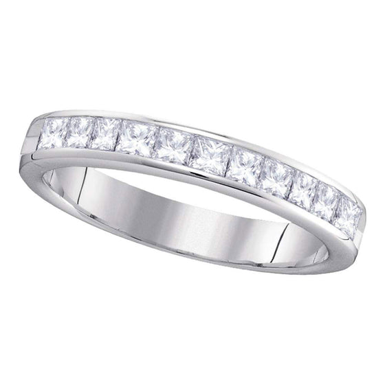 14k White Gold Womens Princess Diamond 4mm Wedding Band Ring 3/4 Cttw