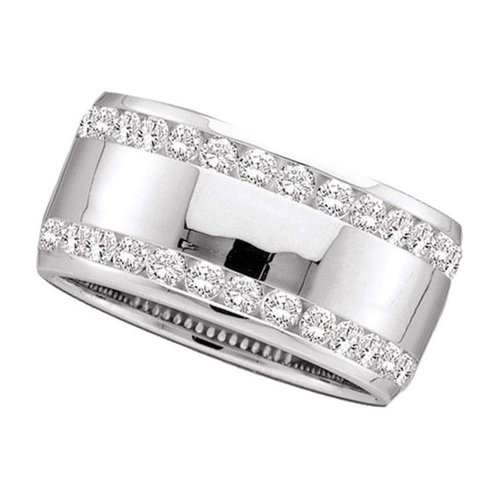 14k White Gold Womens Round Channel-set Diamond Double Row Wedding Band 1 Cttw