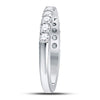 14k White Gold Womens Machine Set Round Diamond Single Row Wedding Band 1/2 Cttw