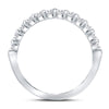 14k White Gold Womens Machine Set Round Diamond Single Row Wedding Band 1/2 Cttw