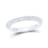 14k White Gold Womens Machine Set Round Diamond Single Row Wedding Band 1/2 Cttw