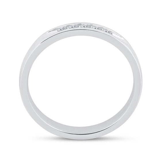 14k White Gold Womens Round Diamond Wedding Single Row Band 1/8 Cttw