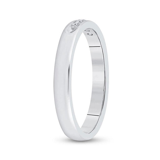 14k White Gold Womens Round Diamond Wedding Single Row Band 1/8 Cttw
