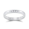 14k White Gold Womens Round Diamond Wedding Single Row Band 1/8 Cttw