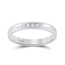  14k White Gold Womens Round Diamond Wedding Single Row Band 1/8 Cttw