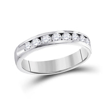 14k White Gold Womens Round Diamond Single Row Band Ring 1/10 Cttw