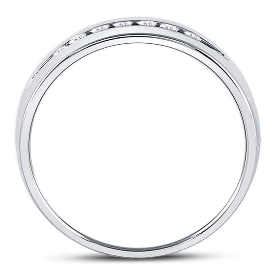 14k White Gold Mens Round Channel-set Diamond Wedding Band Ring 1/4 Cttw
