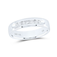  14k White Gold Mens Round Channel-set Diamond Wedding Band Ring 1/4 Cttw