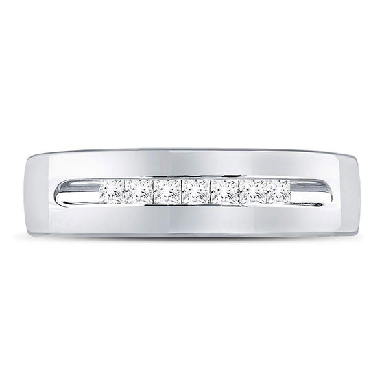 14k White Gold Mens Princess Diamond Wedding Band Ring 1/4 Cttw