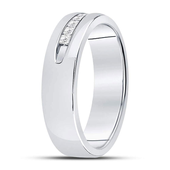 14k White Gold Mens Princess Diamond Wedding Band Ring 1/4 Cttw