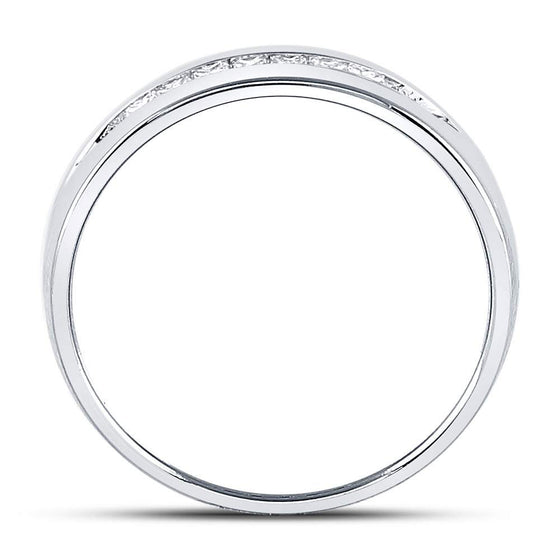 14k White Gold Mens Princess Diamond Wedding Band Ring 1/4 Cttw