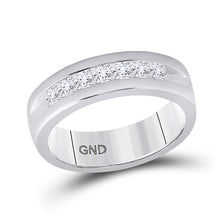 14k White Gold Mens Machine Set Princess Diamond Wedding Channel Band Ring 1 Cttw