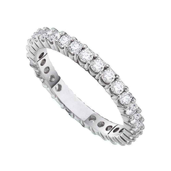 14k White Gold Womens Round Pave-set Diamond Eternity Wedding Anniversary Band 1/2 Cttw