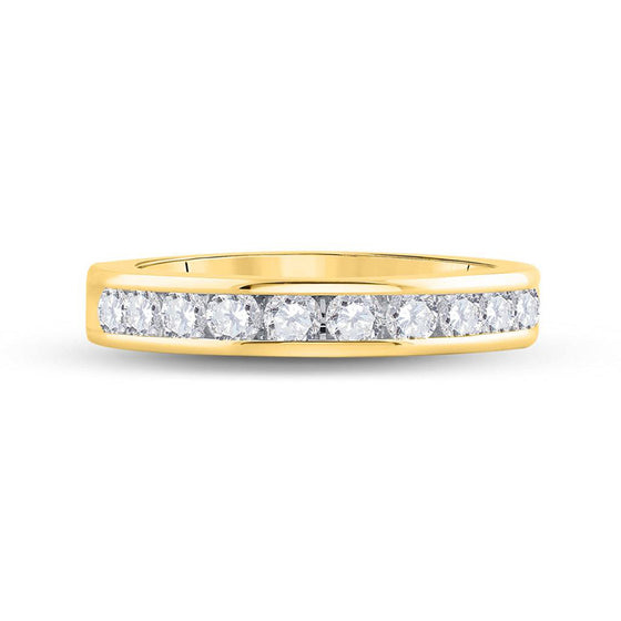 14k Yellow Gold Womens Round Diamond Channel-set 4mm Wedding Band 3/4 Cttw