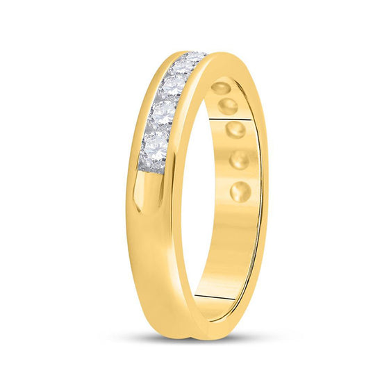 14k Yellow Gold Womens Round Diamond Channel-set 4mm Wedding Band 3/4 Cttw