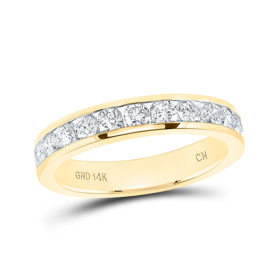 14k Yellow Gold Womens Round Diamond Channel-set 4mm Wedding Band 3/4 Cttw