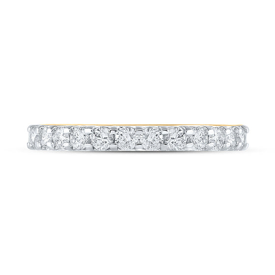 14k Yellow Gold Womens Round Diamond Single Row Wedding Band 1/2 Cttw