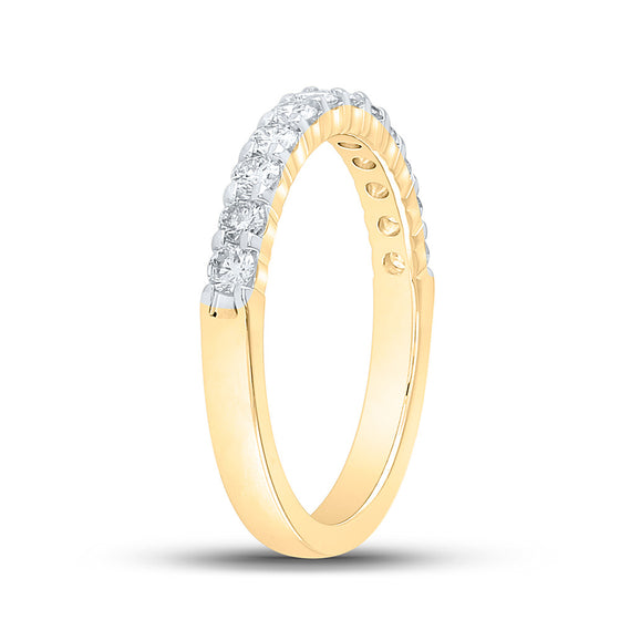 14k Yellow Gold Womens Round Diamond Single Row Wedding Band 1/2 Cttw