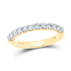 14k Yellow Gold Womens Round Diamond Single Row Wedding Band 1/2 Cttw