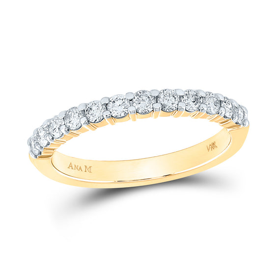 14k Yellow Gold Womens Round Diamond Single Row Wedding Band 1/2 Cttw