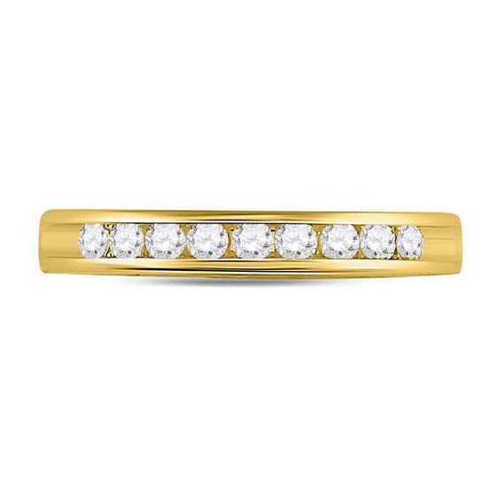 14k Yellow Gold Womens Round Diamond Single Row Wedding Band 1/4 Cttw