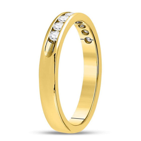 14k Yellow Gold Womens Round Diamond Single Row Wedding Band 1/4 Cttw