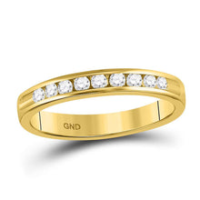  14k Yellow Gold Womens Round Diamond Single Row Wedding Band 1/4 Cttw