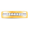 14k Yellow Gold Mens Machine Set Round Diamond Wedding Channel Band Ring 1/4 Cttw