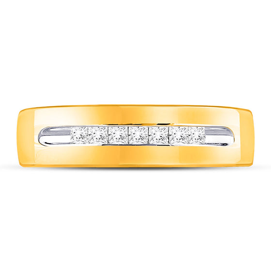 14k Yellow Gold Mens Princess Diamond Wedding Band Ring 1/4 Cttw