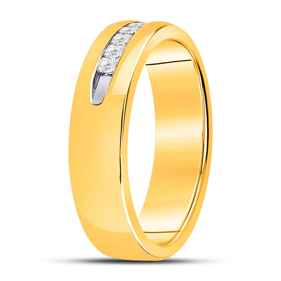 14k Yellow Gold Mens Princess Diamond Wedding Band Ring 1/4 Cttw