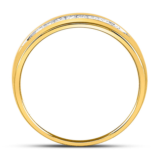 14k Yellow Gold Mens Princess Diamond Wedding Band Ring 1/4 Cttw