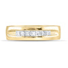 14k Yellow Gold Mens Princess Diamond Wedding Single Row Band Ring 1/2 Cttw