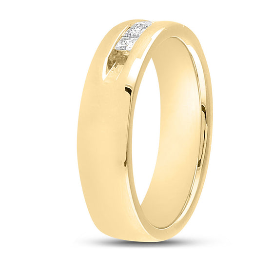 14k Yellow Gold Mens Princess Diamond Wedding Single Row Band Ring 1/2 Cttw