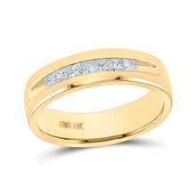  14k Yellow Gold Mens Princess Diamond Wedding Single Row Band Ring 1/2 Cttw