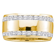  14k Yellow Gold Womens Round Diamond Double Row Eternity Wedding Band 1 Cttw