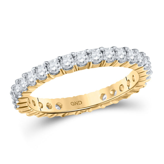 14k Yellow Gold Womens Round Pave-set Diamond Eternity Wedding Band 1/2 Cttw