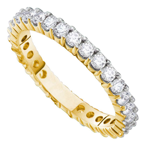 14k Yellow Gold Womens Round Pave-set Diamond Eternity Wedding Band 1 Cttw
