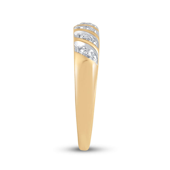 10k Yellow Gold His Hers Round Diamond Cluster Matching Wedding Set 1/12 Cttw