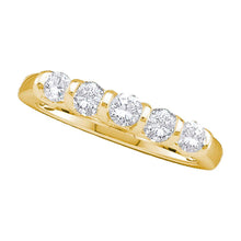  14k Yellow Gold Womens Round Diamond 5-stone Wedding Anniversary Band 1 Cttw