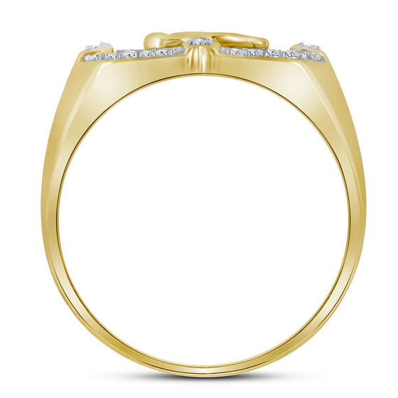 10k Yellow Gold Mens Round Diamond Eagle Cluster Ring 1/4 Cttw