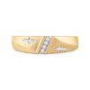 14k Yellow Gold Mens Round Diamond Wedding Cross Band Ring 1/20 Cttw