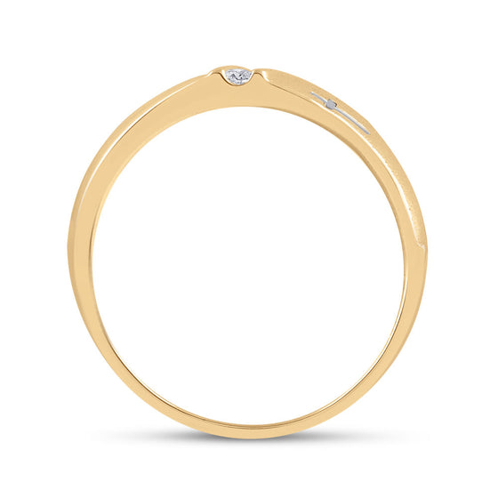 14k Yellow Gold Mens Round Diamond Wedding Cross Band Ring 1/20 Cttw